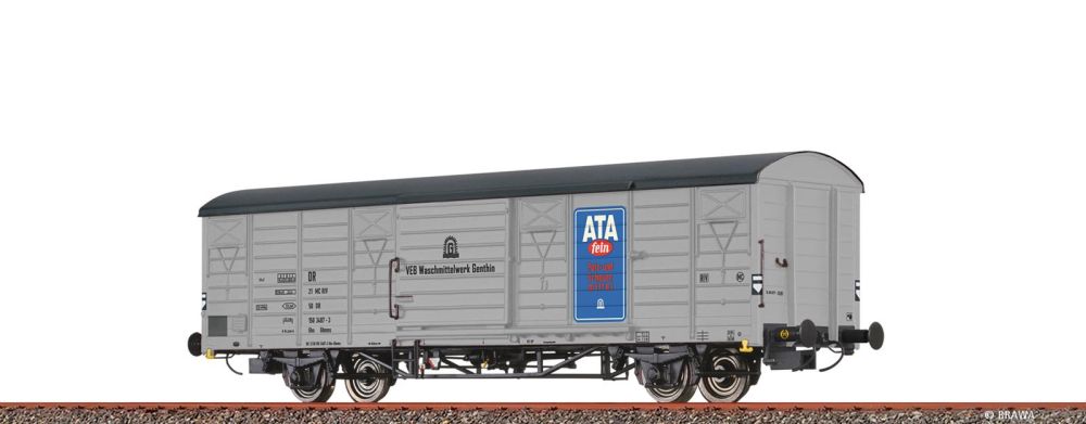 Brawa 49928: H0 Gedeckter Güterwagen Glmms "ATA" DR, Epoche IV, DE, Spur H0 1:87